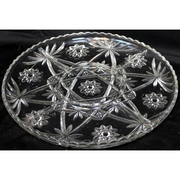 Vtg Anchor Hocking Star of David Round Serving Platter Scallop 13" Serving Table - Picture 5 of 5